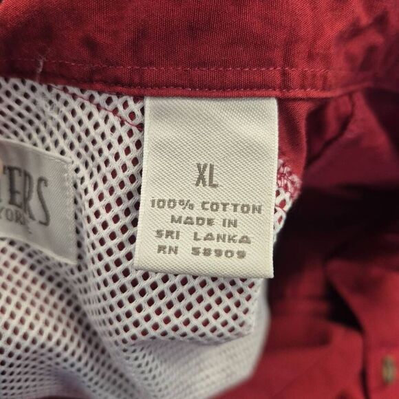 Outfitters Roundtree & Yorke Red Cotton Long Sleeve Vented Button Front Shirt - Picture 11 of 11